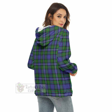 Donnachaidh Tartan Women's Borg  Half Zip Fleece Hoodie