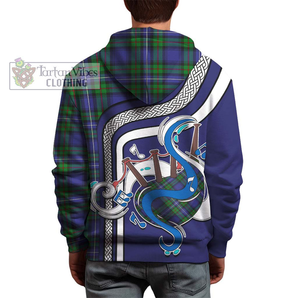 Donnachaidh Tartan Hoodie with Epic Bagpipe Style - Tartanvibesclothing Shop