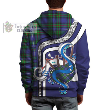 Donnachaidh Tartan Hoodie with Epic Bagpipe Style