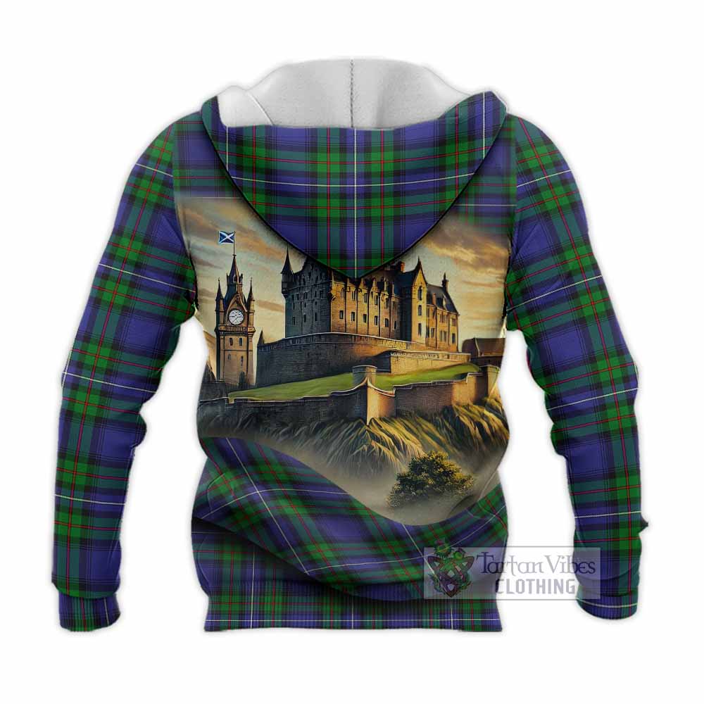 Donnachaidh Tartan Family Crest Knitted Hoodie with Scottish Ancient Castle Style - Tartan Vibes Clothing