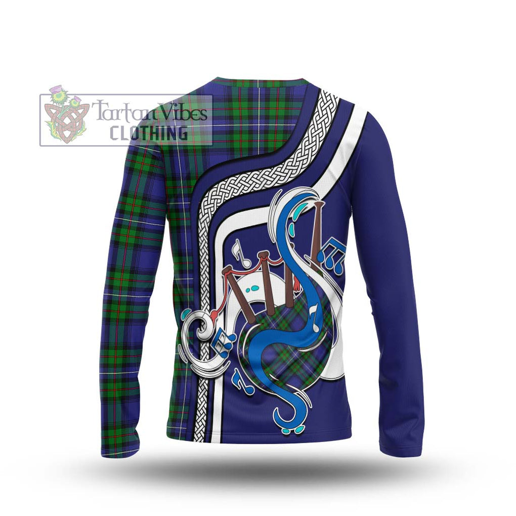 Tartan Vibes Clothing Donnachaidh Tartan Long Sleeve T-Shirt with Epic Bagpipe Style