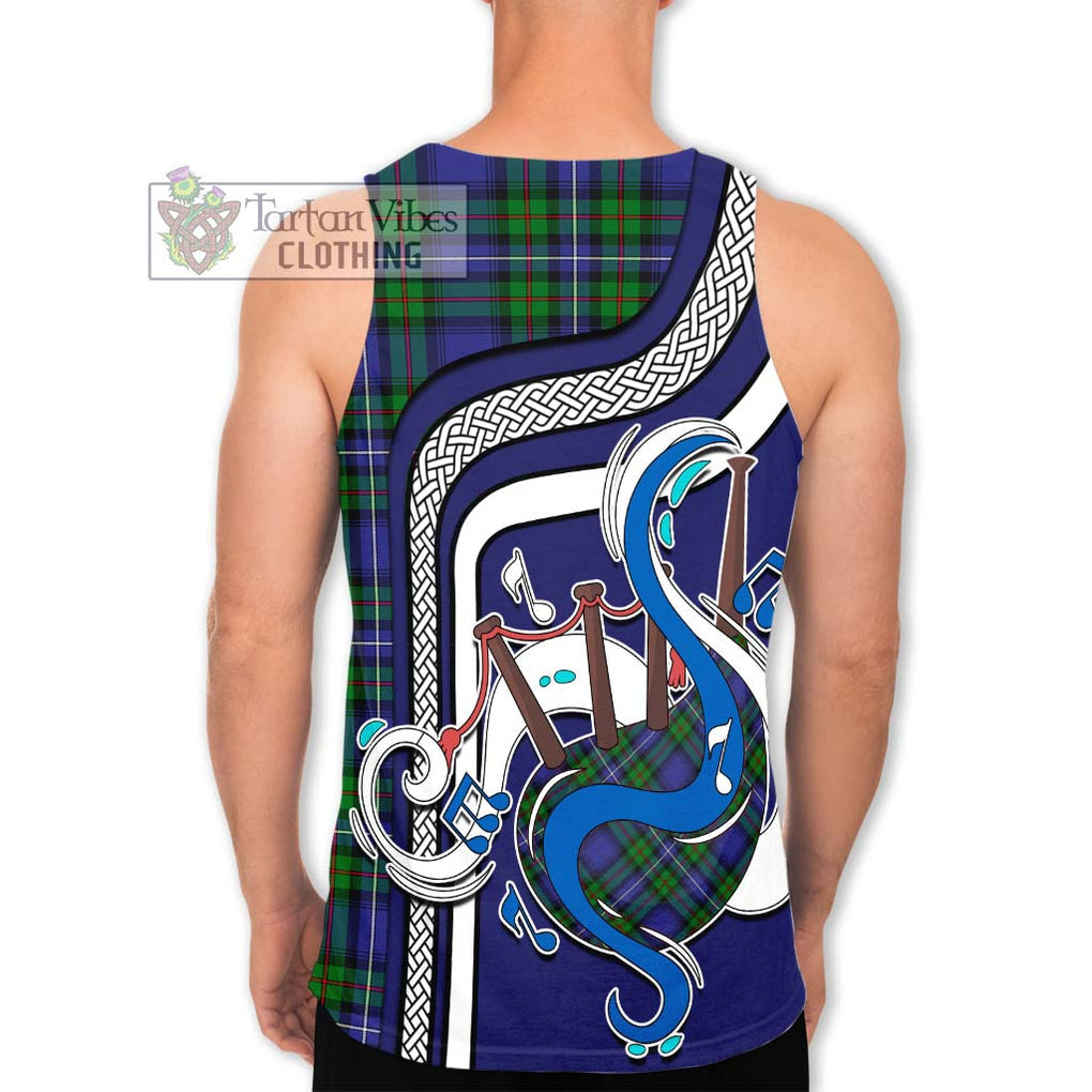 Donnachaidh Tartan Men's Tank Top with Epic Bagpipe Style - Tartanvibesclothing Shop