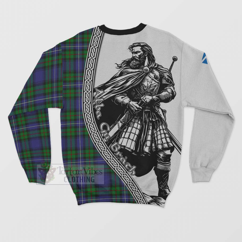 Tartan Vibes Clothing Donnachaidh Tartan Clan Crest Sweatshirt with Highlander Warrior Celtic Style