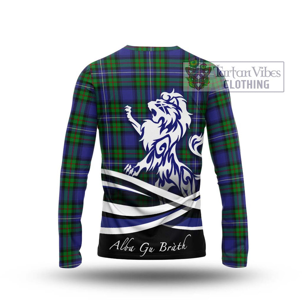 Donnachaidh Tartan Long Sleeve T-Shirt with Alba Gu Brath Regal Lion Emblem - Tartanvibesclothing Shop