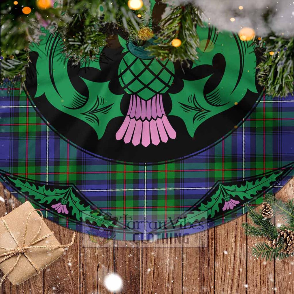 Tartan Vibes Clothing Donnachaidh Tartan Christmas Tree Skirt Scottish Thistle Style