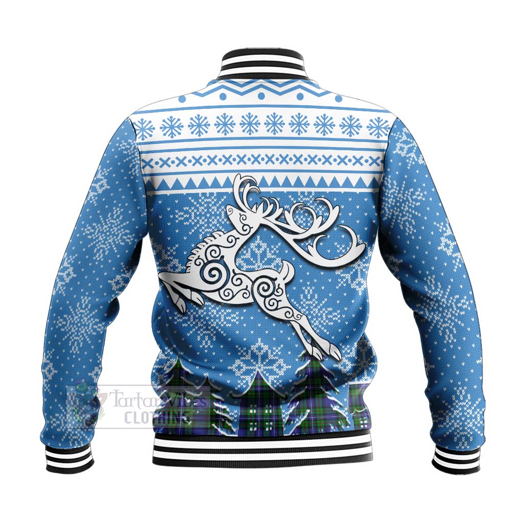 Tartan Vibes Clothing Donnachaidh Clan Christmas Baseball Jacket Celtic Reindeer Style