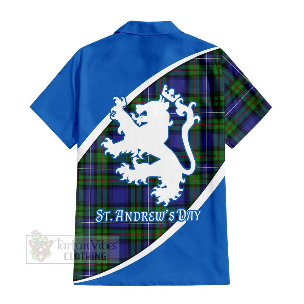 Tartan Vibes Clothing Donnachaidh Family Crest Tartan Short Sleeve Button Shirt Celebrate Saint Andrew's Day in Style