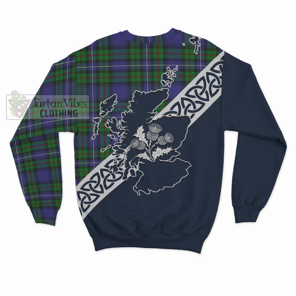 Tartan Vibes Clothing Donnachaidh Tartan Sweatshirt Featuring Thistle and Scotland Map