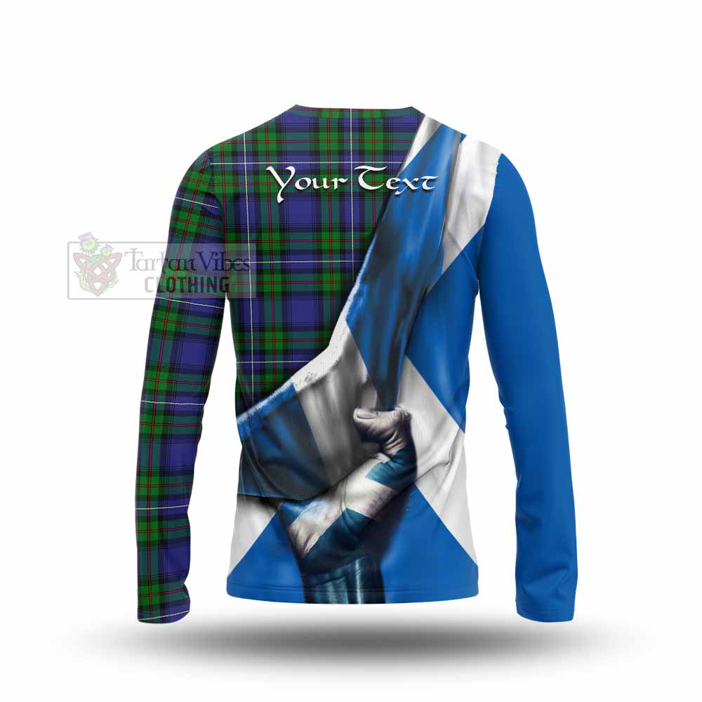 Tartan Vibes Clothing Donnachaidh Tartan Long Sleeve T-Shirt with Family Crest Scotland Patriotic Style