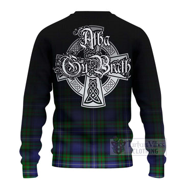 Donnachaidh Tartan Knitted Sweater Featuring Alba Gu Brath Family Crest Celtic Inspired