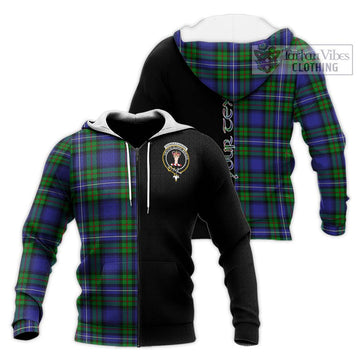 Donnachaidh Tartan Knitted Hoodie with Family Crest and Half Of Me Style