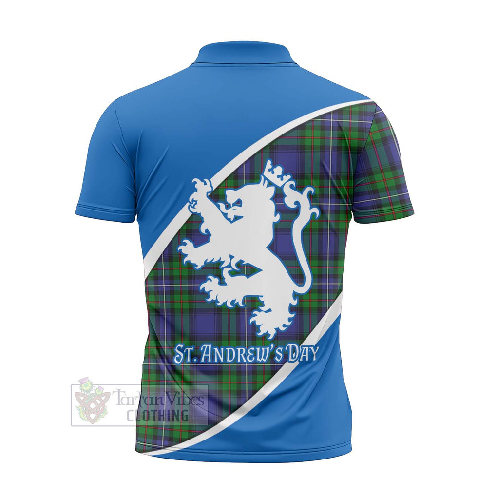 Tartan Vibes Clothing Donnachaidh Family Crest Tartan Zipper Polo Shirt Celebrate Saint Andrew's Day in Style