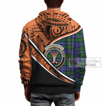 Donnachaidh Crest Tartan Hoodie with Polynesian Vibes Style - Orange Version