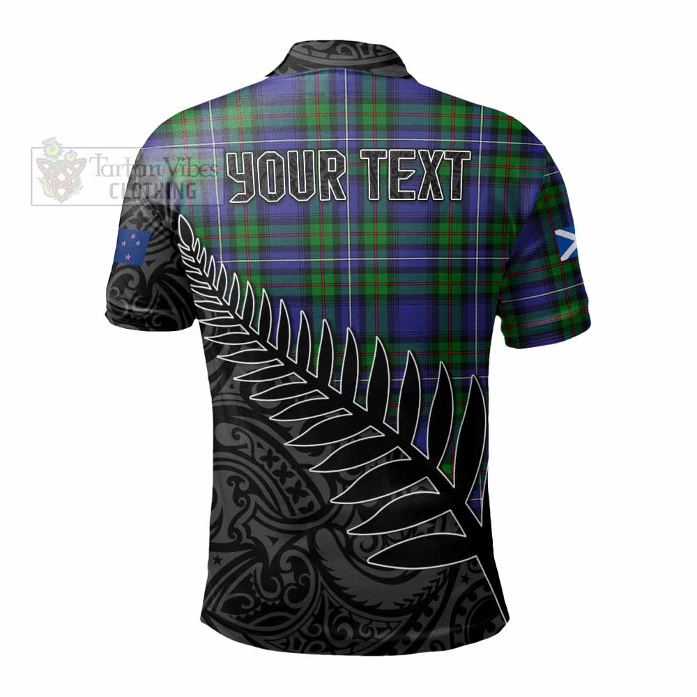 Donnachaidh Crest Tartan Polo Shirt with New Zealand Silver Fern Half Style