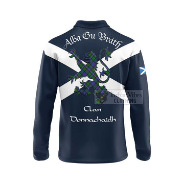 Donnachaidh Tartan Lion Rampant Long Sleeve Polo Shirt  Proudly Display Your Heritage with Alba Gu Brath and Clan Name