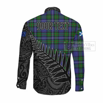 Donnachaidh Crest Tartan Long Sleeve Button Shirt with New Zealand Silver Fern Half Style