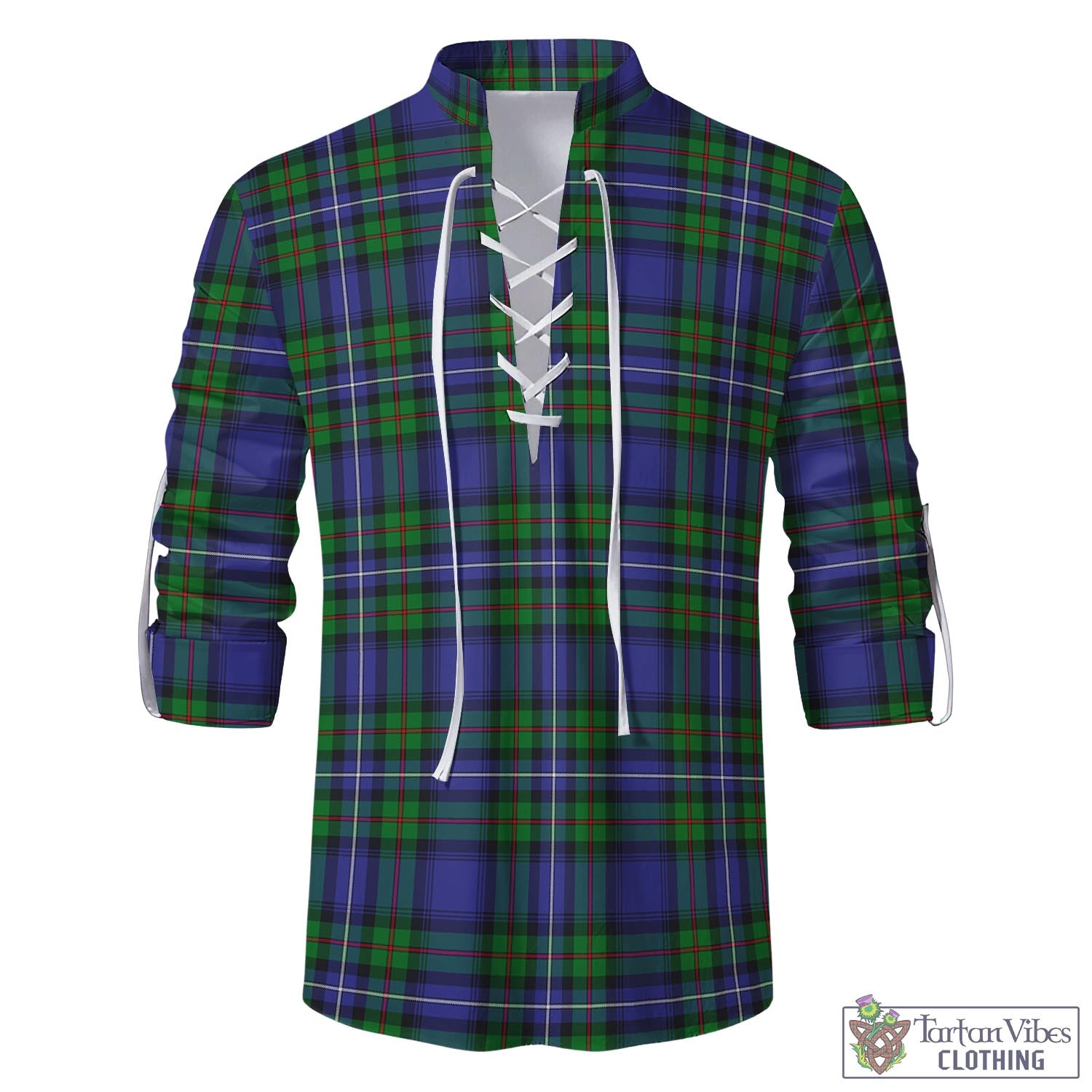 Tartan Vibes Clothing Donnachaidh Tartan Men's Scottish Traditional Jacobite Ghillie Kilt Shirt