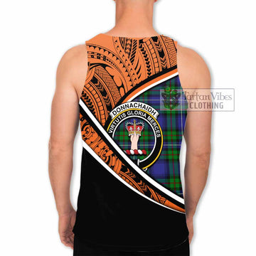 Donnachaidh Crest Tartan Men's Tank Top with Polynesian Vibes Style - Orange Version