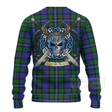 Donnachaidh Tartan Ugly Sweater with Family Crest Celtic Skull Style