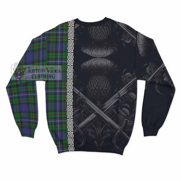 Donnachaidh Tartan Sweatshirt with Family Crest Cross Sword Thistle Celtic Vibes