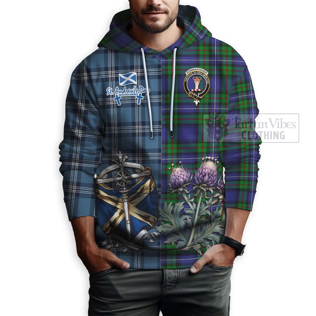 Tartan Vibes Clothing Donnachaidh Tartan Hoodie Happy St. Andrew's Day Half Tartan Style