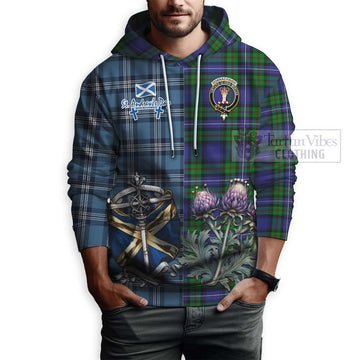 Donnachaidh Tartan Hoodie Happy St. Andrew's Day Half Tartan Style