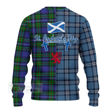 Donnachaidh Tartan Knitted Sweater Happy St. Andrew's Day Half Tartan Style