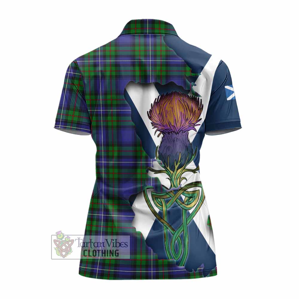 Donnachaidh Tartan Family Crest Women's Polo Shirt Scottish Thistle Celtic Inspired - Tartan Vibes Clothing