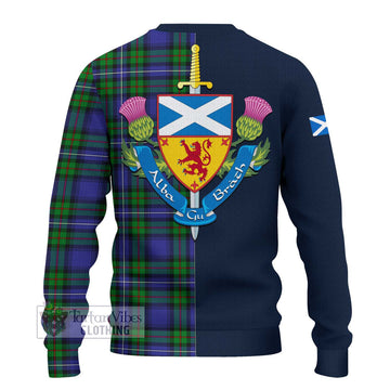 Donnachaidh Tartan Ugly Sweater with Scottish Lion Royal Arm Half Style