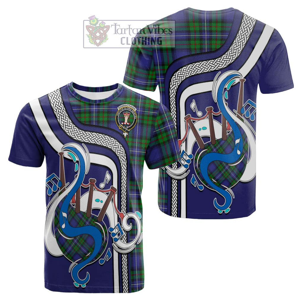 Tartan Vibes Clothing Donnachaidh Tartan Cotton T-shirt with Epic Bagpipe Style