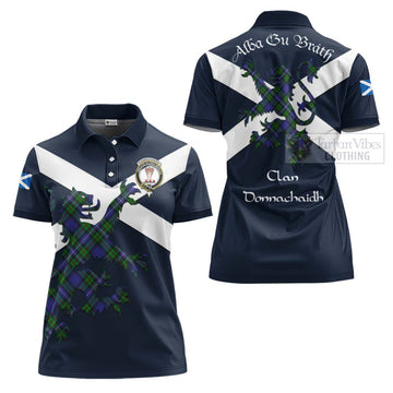 Donnachaidh Tartan Lion Rampant Women's Polo Shirt  Proudly Display Your Heritage with Alba Gu Brath and Clan Name