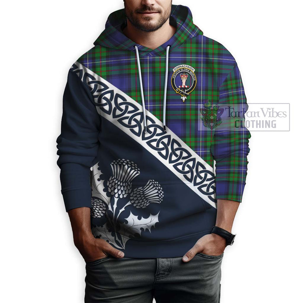 Tartan Vibes Clothing Donnachaidh Tartan Hoodie Featuring Thistle and Scotland Map