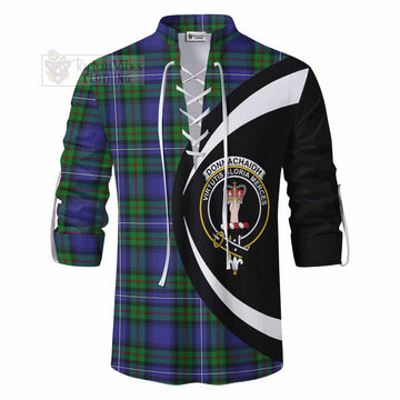 Donnachaidh Tartan Ghillie Kilt Shirt with Family Crest Circle Style