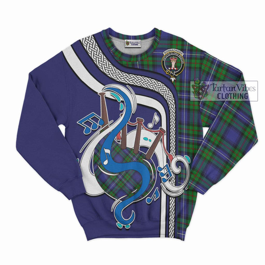 Donnachaidh Tartan Sweatshirt with Epic Bagpipe Style - Tartanvibesclothing Shop