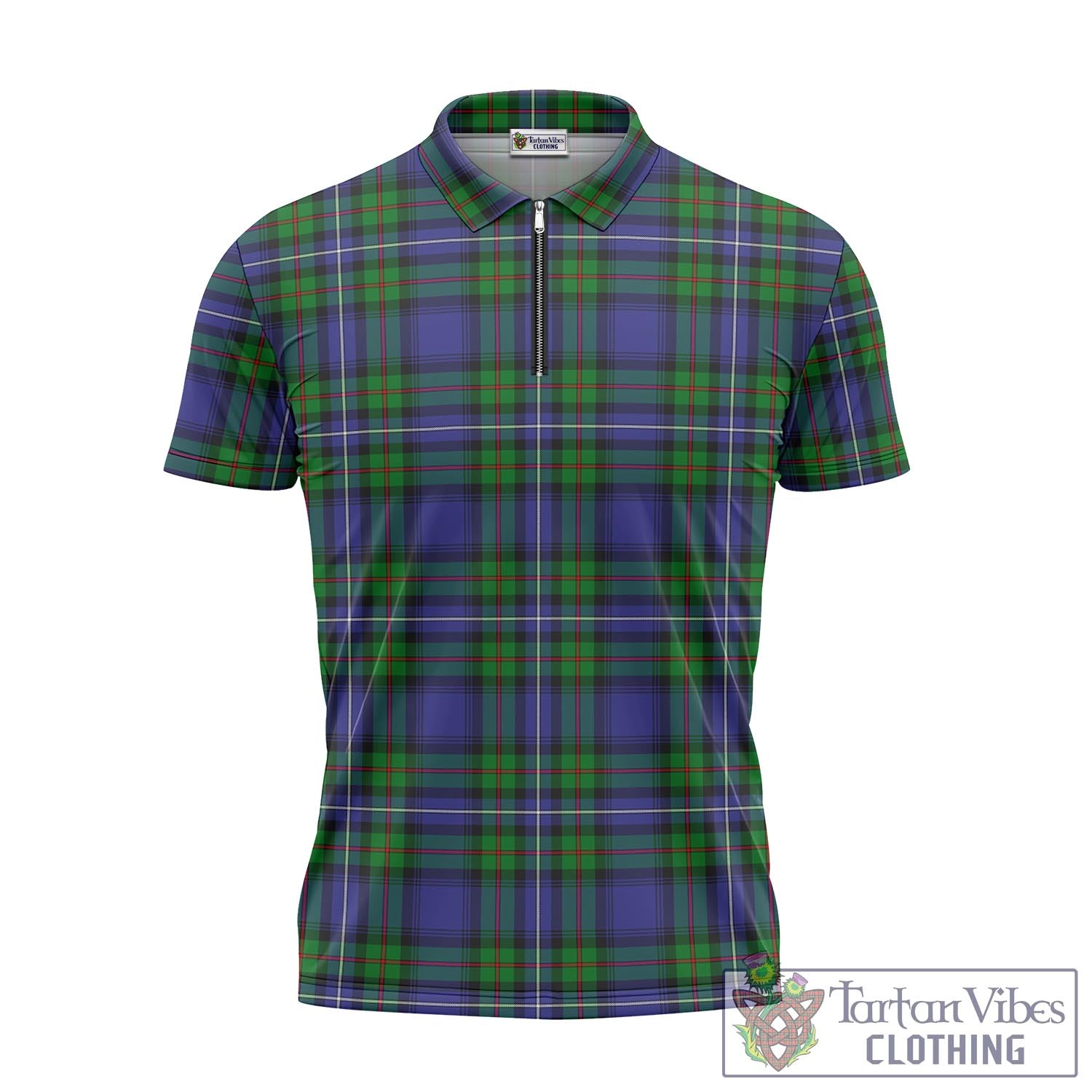 Tartan Vibes Clothing Donnachaidh Tartan Zipper Polo Shirt