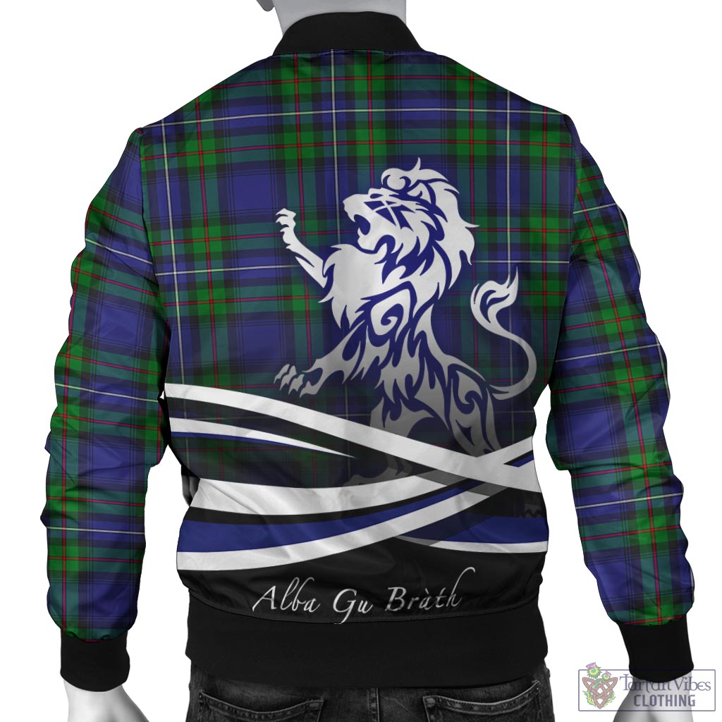 Tartan Vibes Clothing Donnachaidh Tartan Bomber Jacket with Alba Gu Brath Regal Lion Emblem