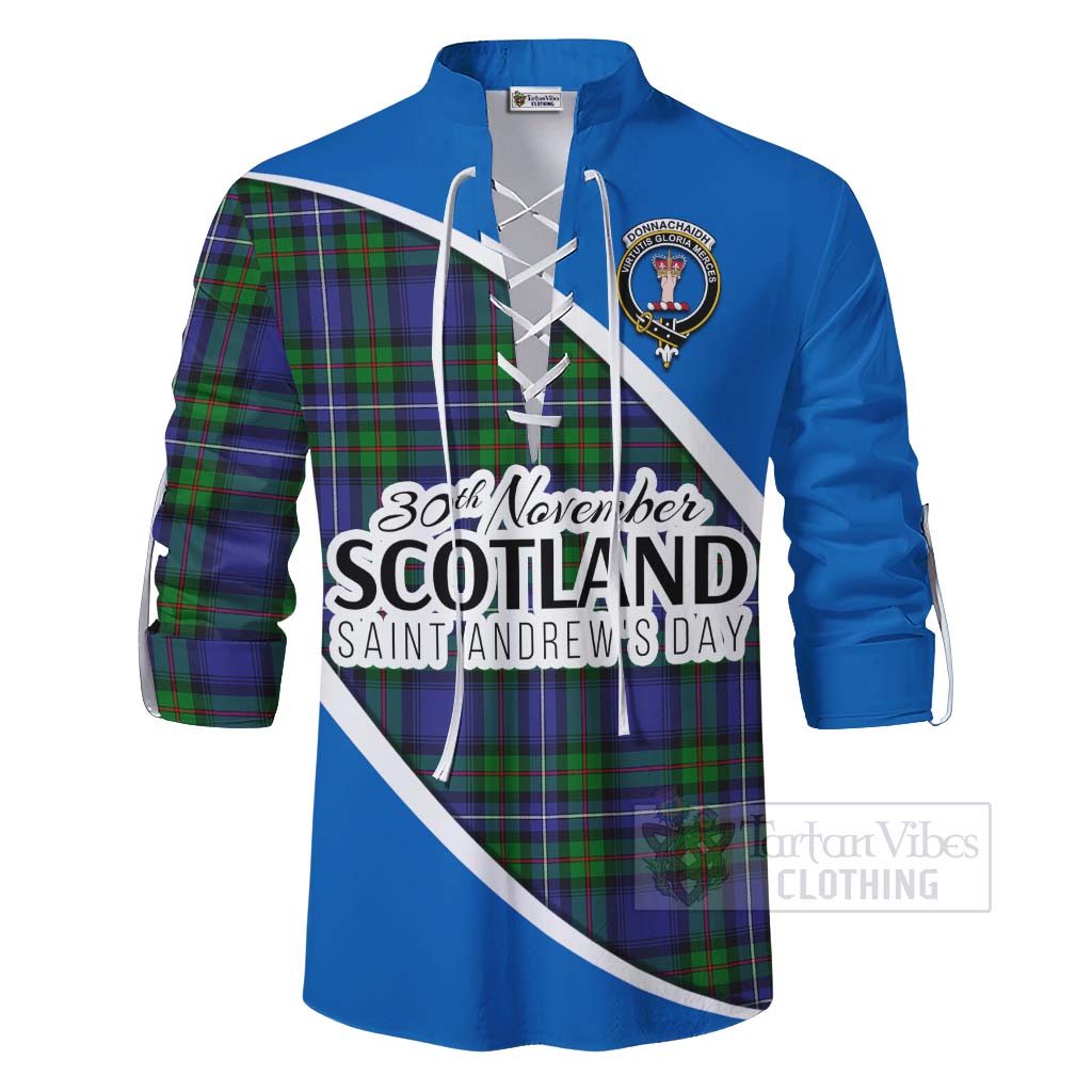 Tartan Vibes Clothing Donnachaidh Family Crest Tartan Ghillie Kilt Shirt Celebrate Saint Andrew's Day in Style