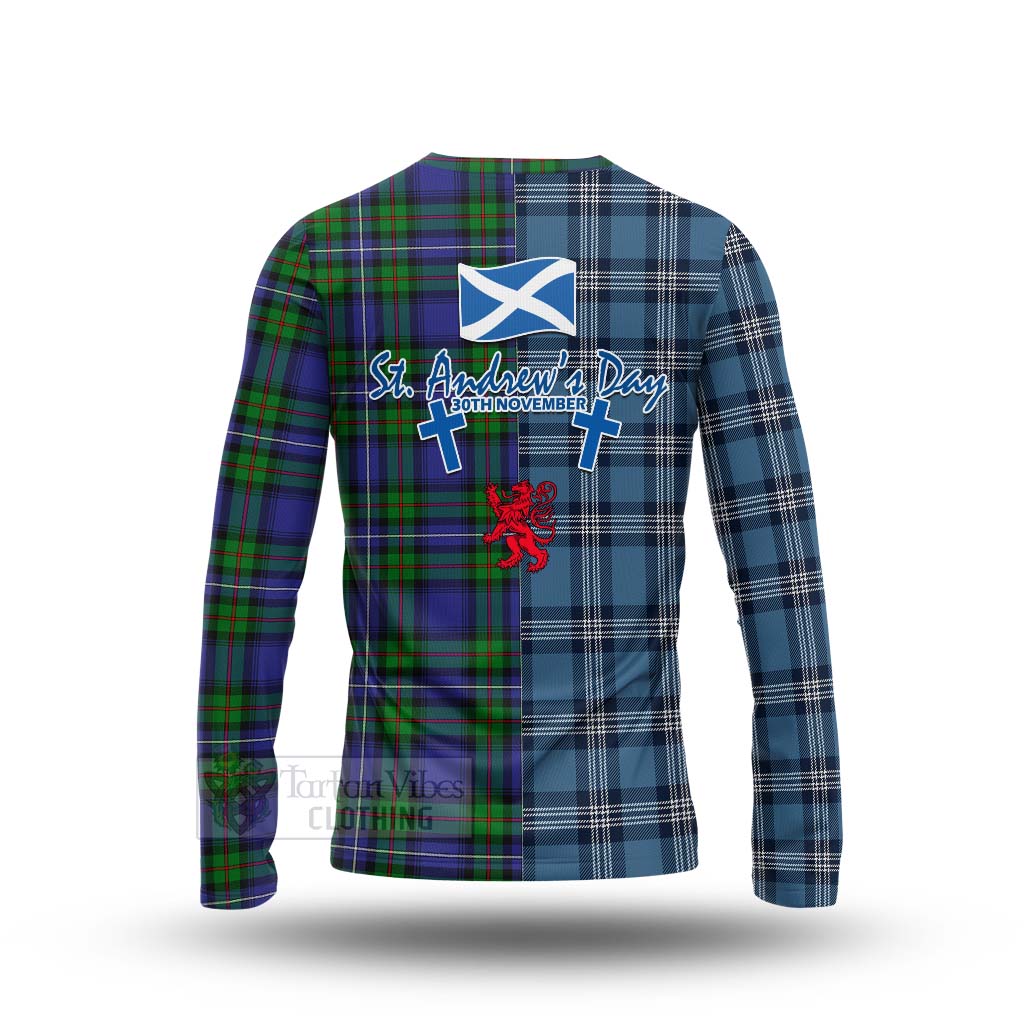 Tartan Vibes Clothing Donnachaidh Tartan Long Sleeve T-Shirt Happy St. Andrew's Day Half Tartan Style