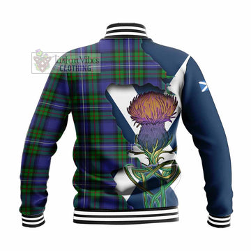 Donnachaidh Tartan Family Crest Baseball Jacket Scottish Thistle Celtic Inspired - Tartan Vibes Clothing