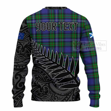 Donnachaidh Crest Tartan Knitted Sweater with New Zealand Silver Fern Half Style