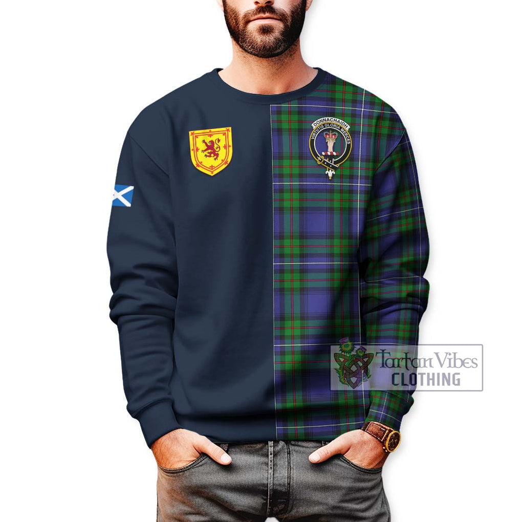 Tartan Vibes Clothing Donnachaidh Tartan Sweatshirt with Scottish Lion Royal Arm Half Style