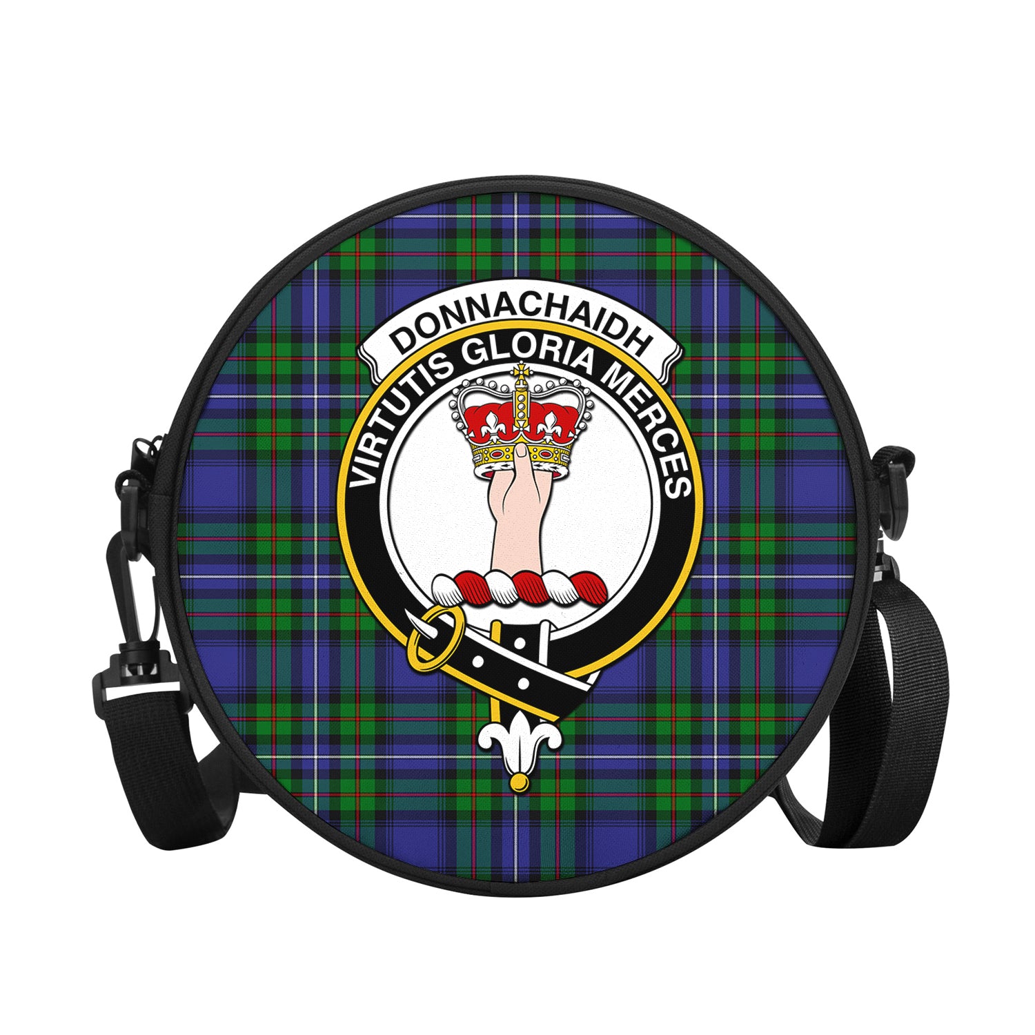 donnachaidh-tartan-round-satchel-bags-with-family-crest