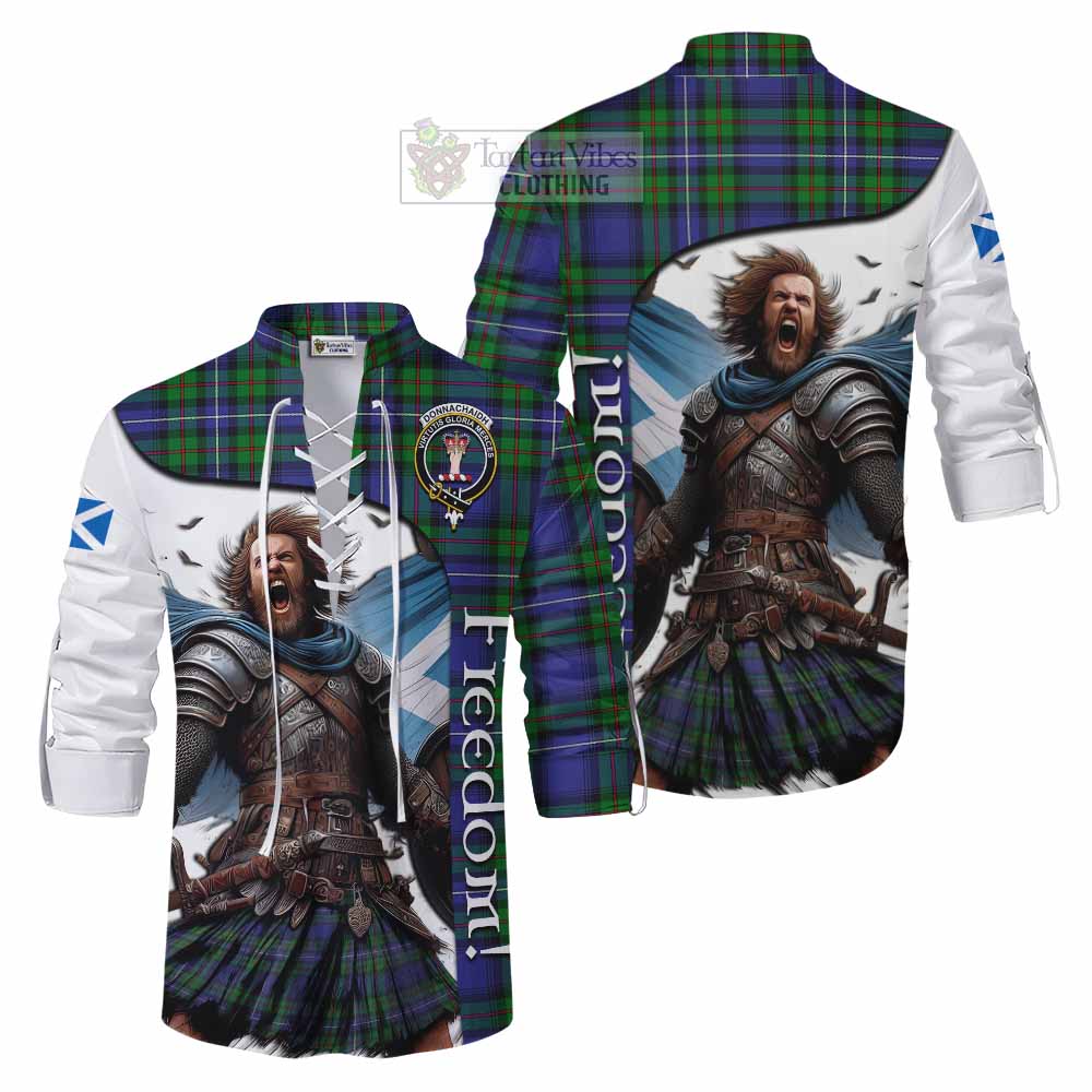 Tartan Vibes Clothing Donnachaidh Crest Tartan Ghillie Kilt Shirt Inspired by the Freedom of Scottish Warrior