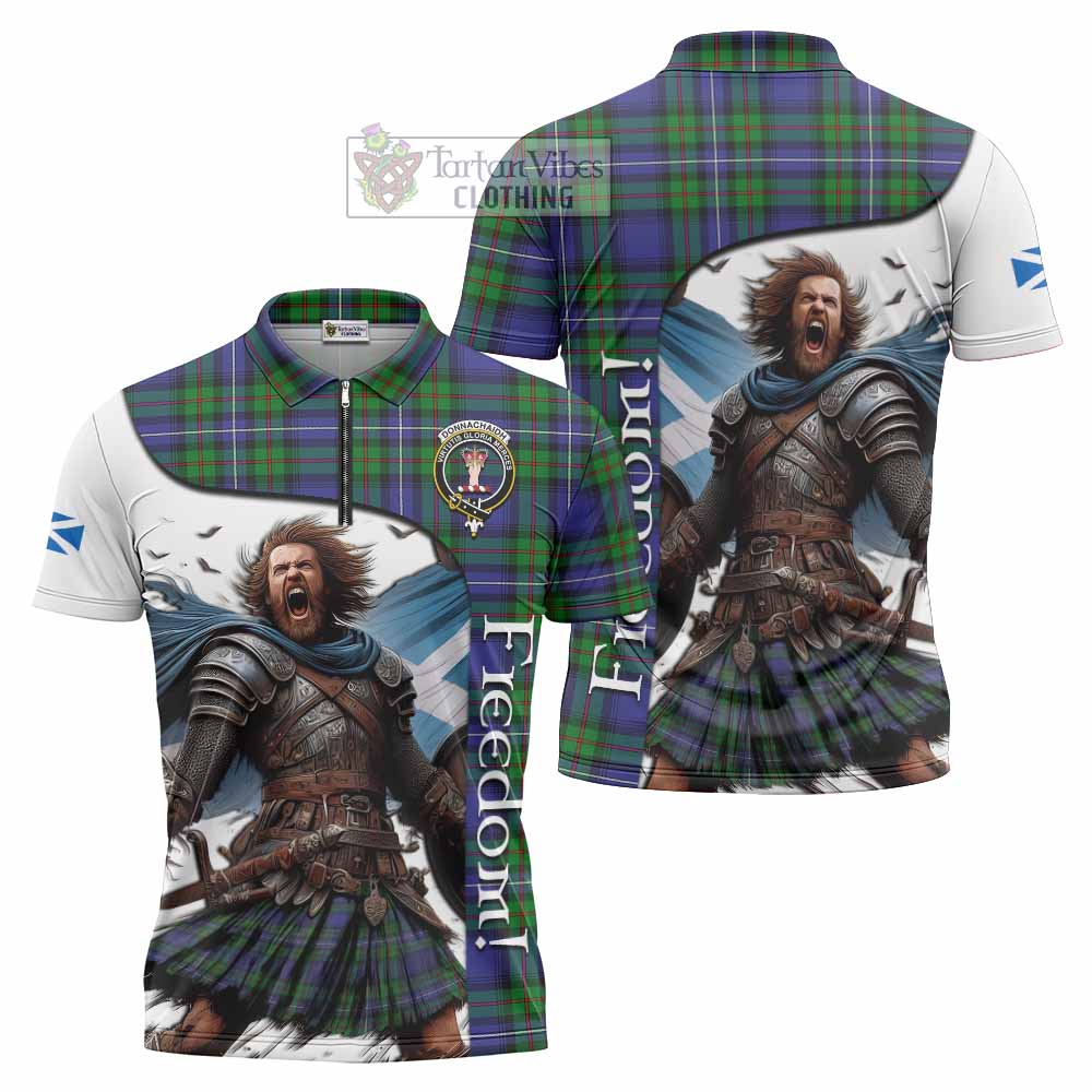 Tartan Vibes Clothing Donnachaidh Crest Tartan Zipper Polo Shirt Inspired by the Freedom of Scottish Warrior