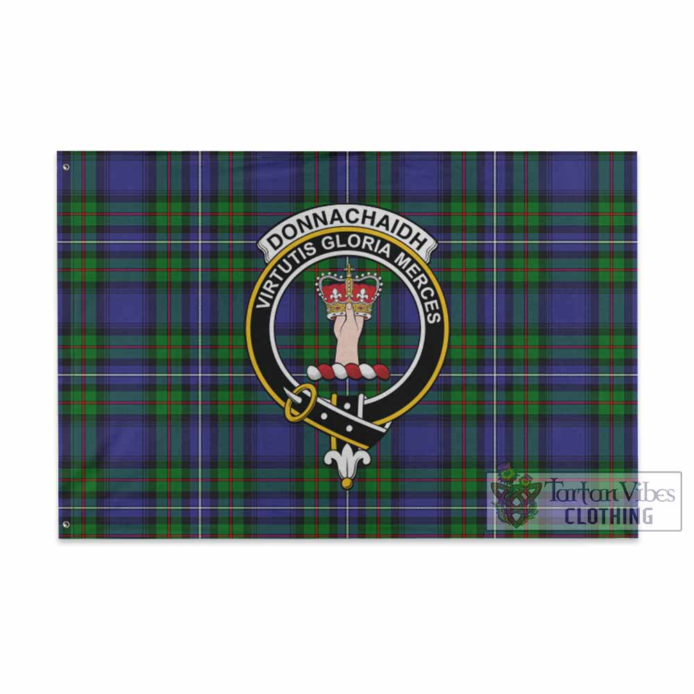 Tartan Vibes Clothing Donnachaidh Tartan House Flag with Family Crest