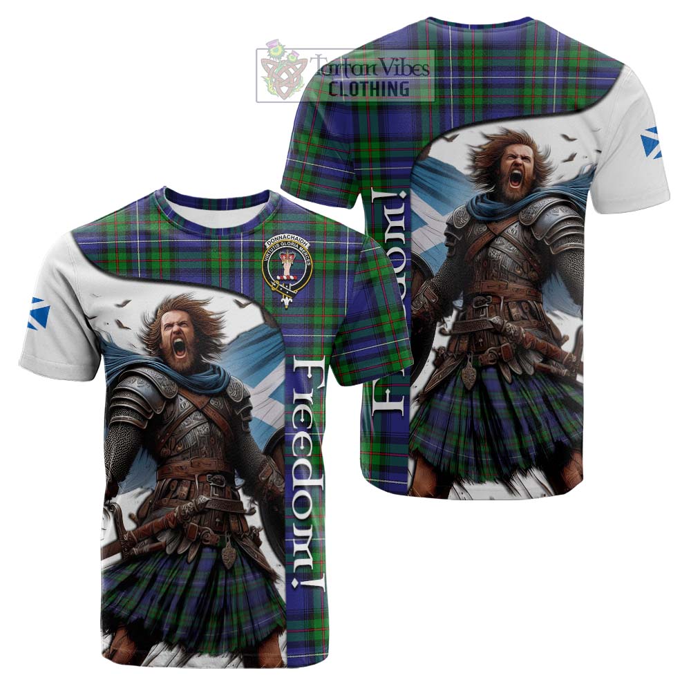 Tartan Vibes Clothing Donnachaidh Crest Tartan Cotton T-shirt Inspired by the Freedom of Scottish Warrior