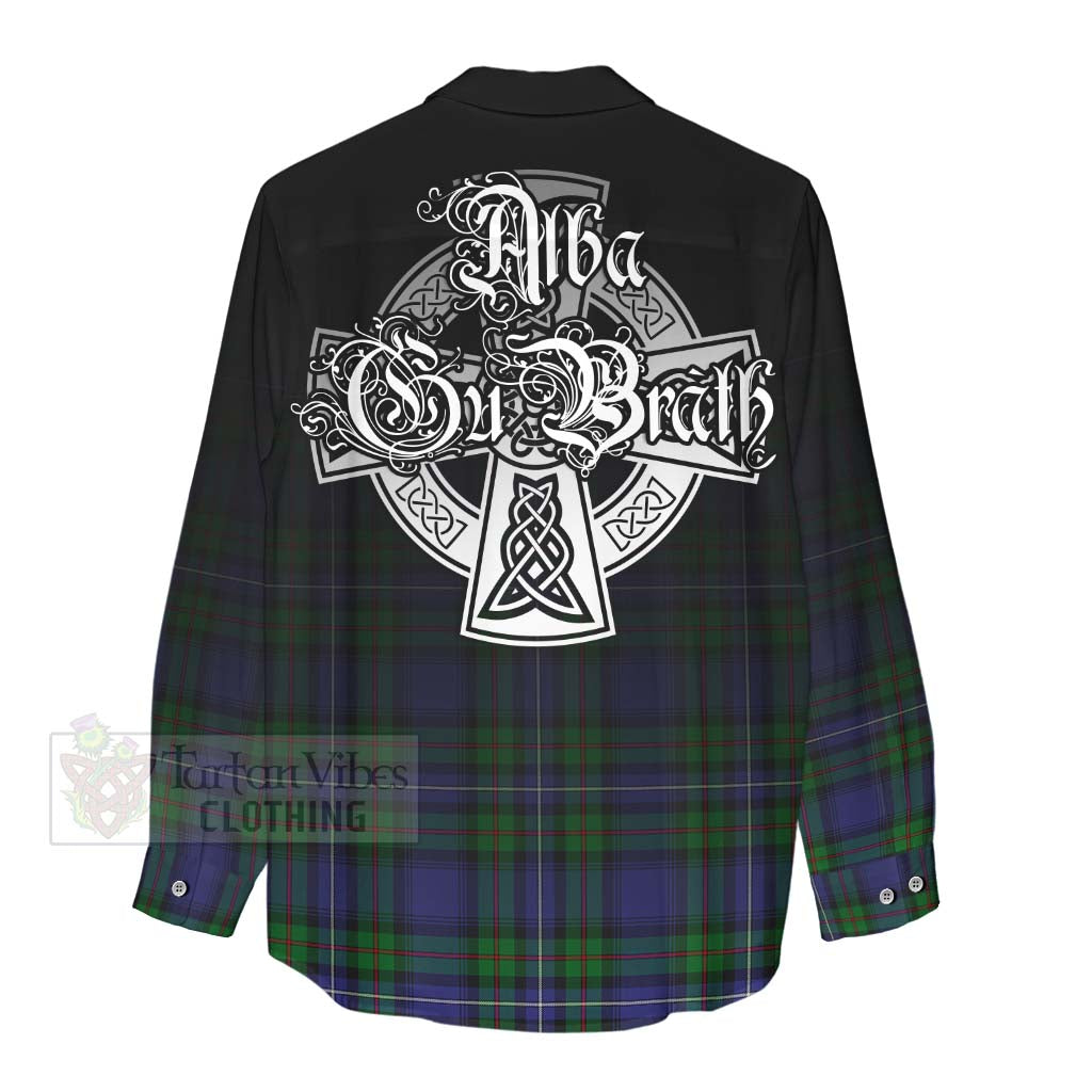 Tartan Vibes Clothing Donnachaidh Tartan Women's Casual Shirt Featuring Alba Gu Brath Family Crest Celtic Inspired