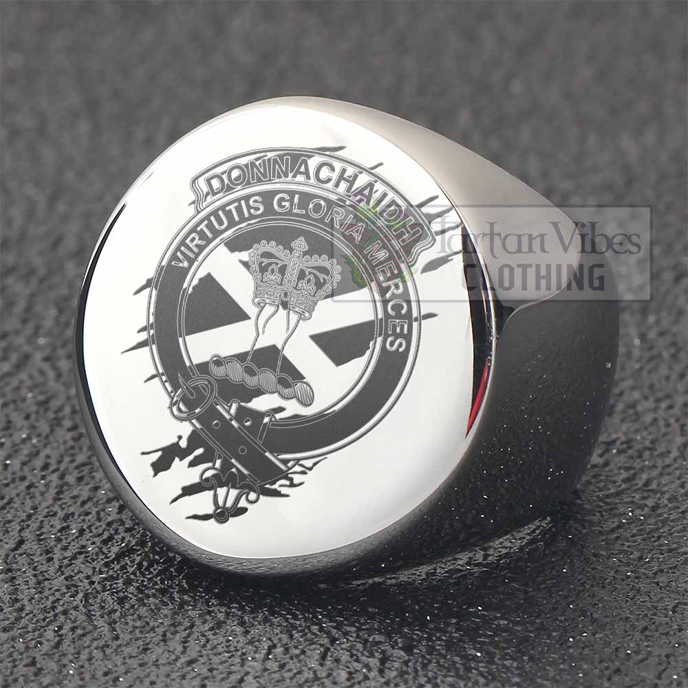 Tartan Vibes Clothing Donnachaidh Clan Crest Engraved Ring Scotland In Me Style