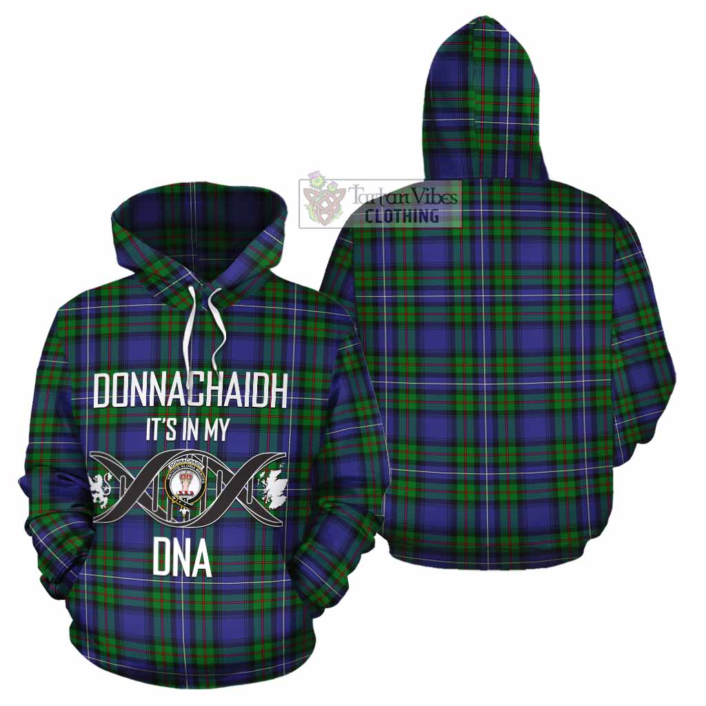 Tartan Vibes Clothing Donnachaidh Tartan Cotton Hoodie with Family Crest DNA In Me Style