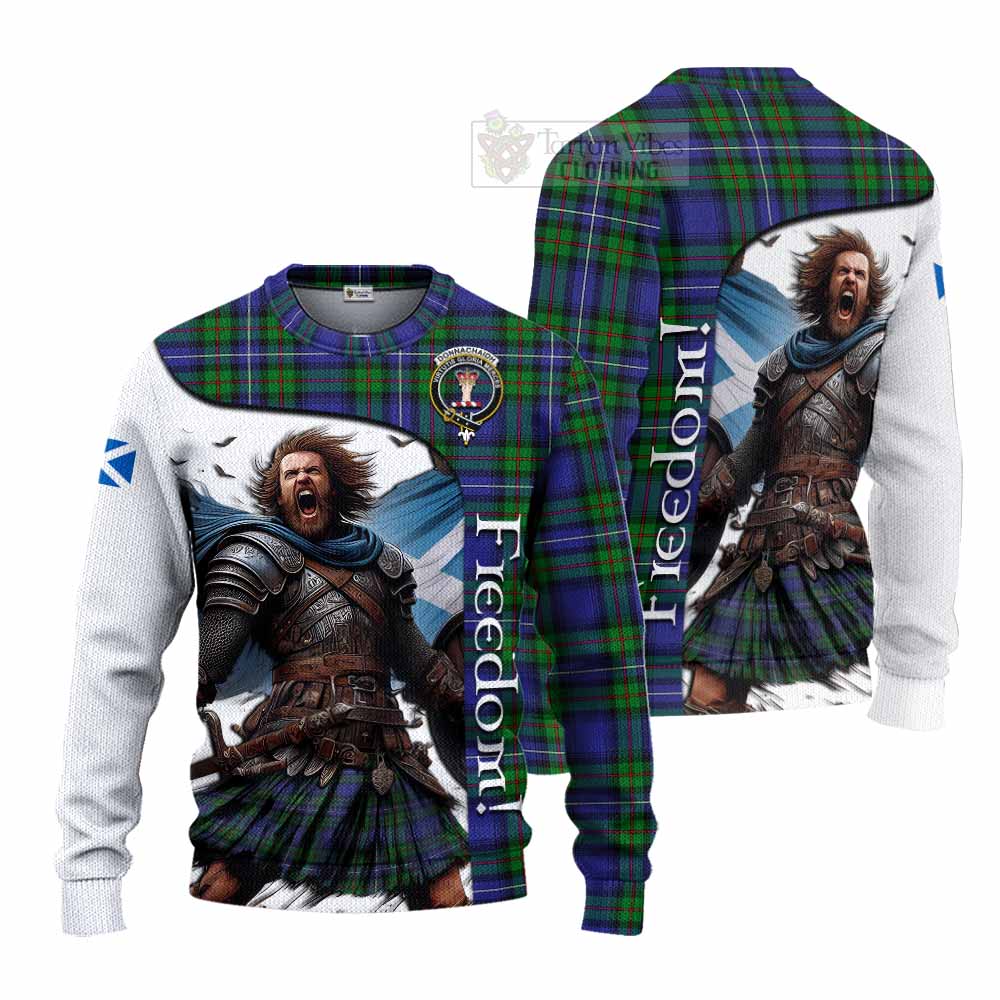 Tartan Vibes Clothing Donnachaidh Crest Tartan Knitted Sweater Inspired by the Freedom of Scottish Warrior